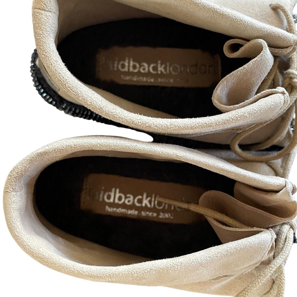 LAIDBACK LONDON Inca Women's Size 36/US 6 Navy Blue Beige Soft Beaded Moccasins - Picture 4 of 10